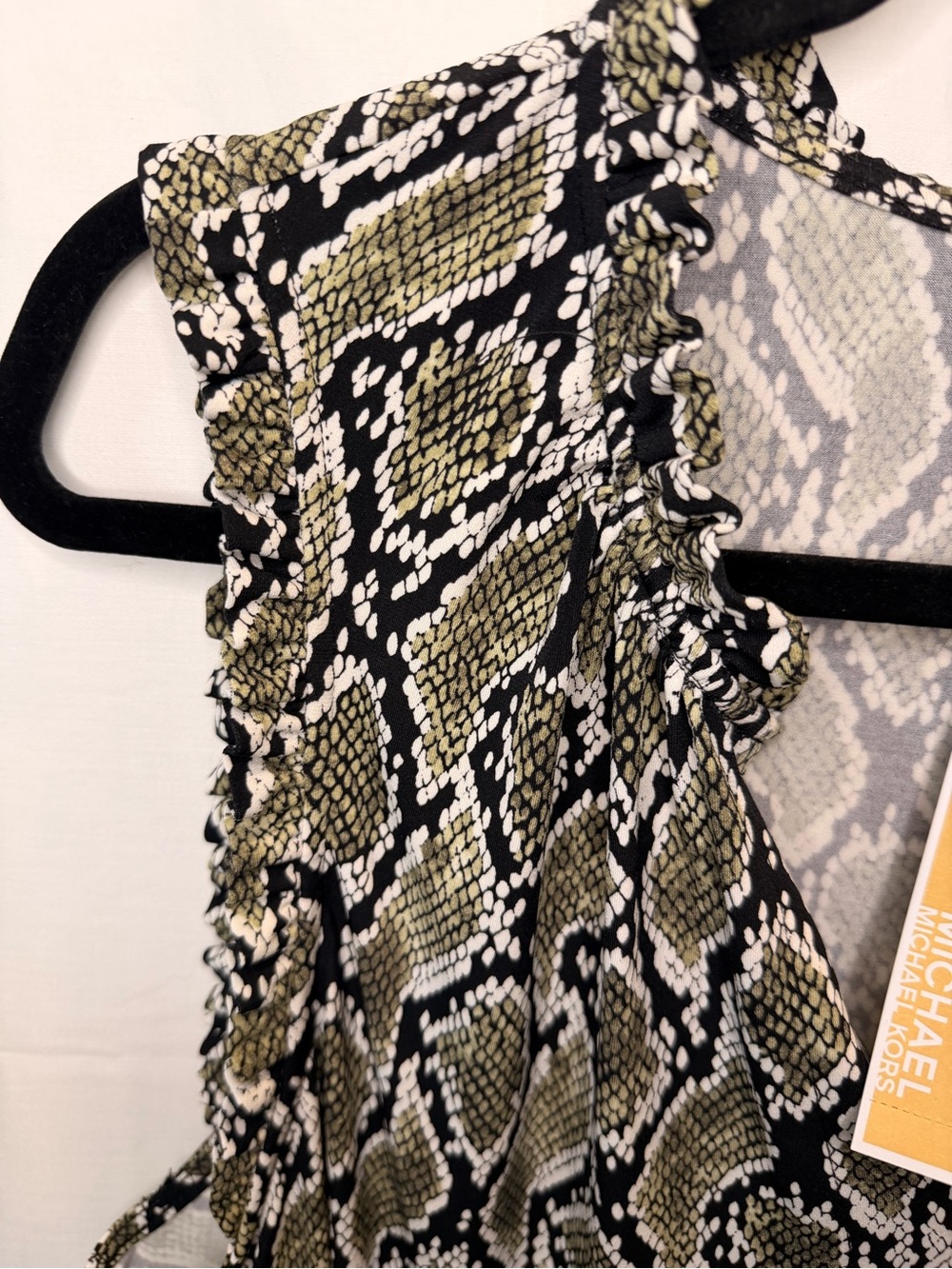 Michael Kors Black and Tan Snake-Print Sleeveless Shift Mini Dress - Picture 2 of 7